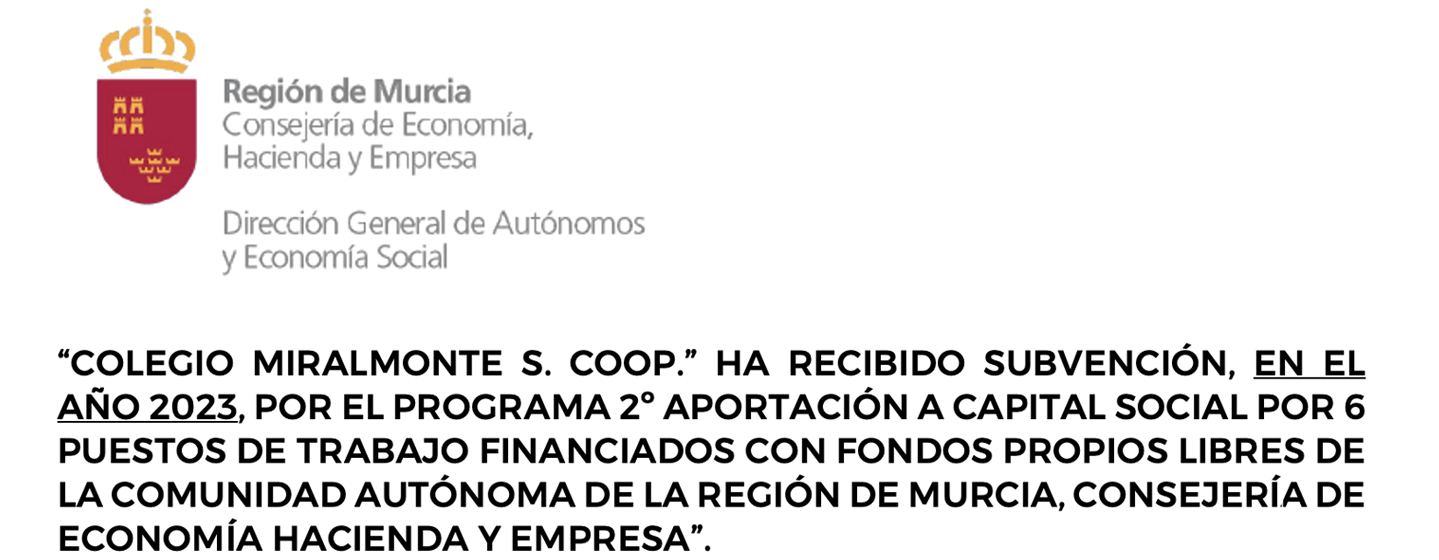 SUBVENCIÓN PUESTOS LABORALES 2023 - COLEGIO MIRALMONTE SUBVENCIÓN PUESTOS LABORALES 2023 - COLEGIO MIRALMONTE