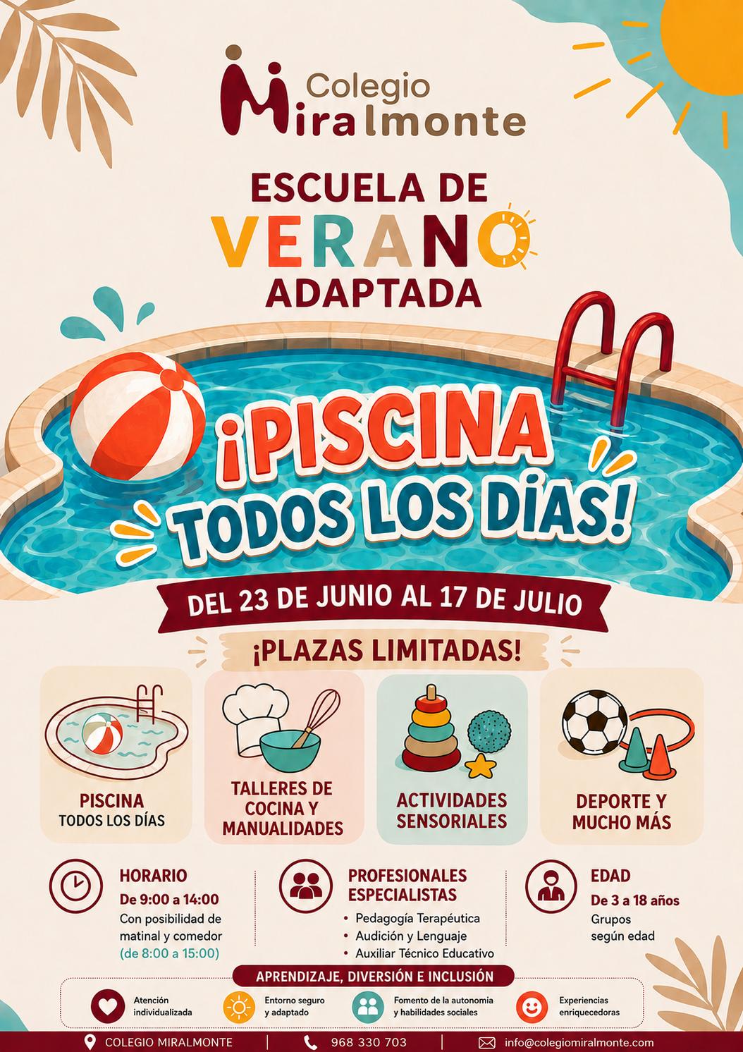 Cartel Escuela de Verano Adaptada 2026 - Miralmonte