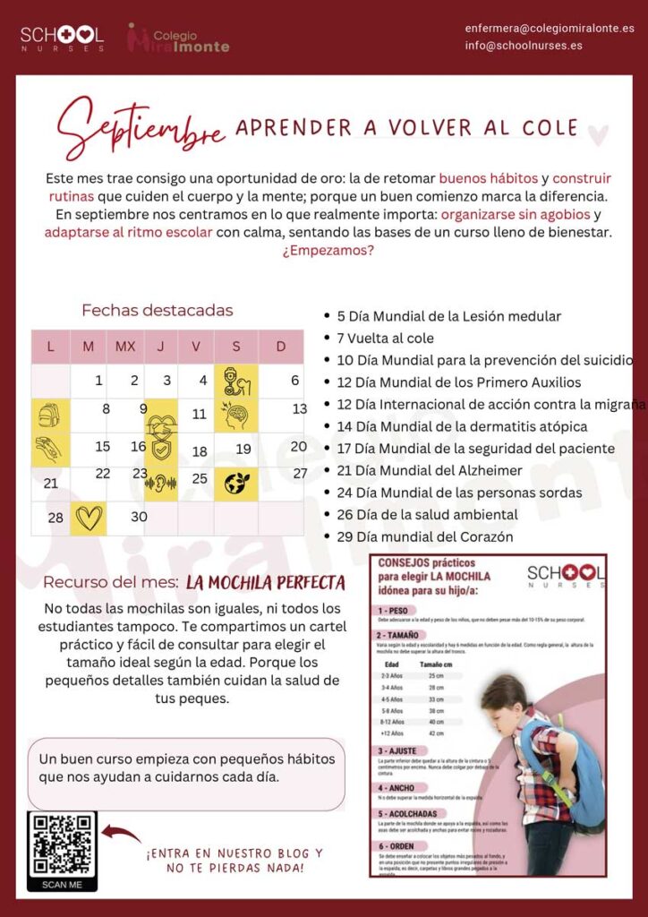 Boletín escolar enfermería septiembre 2026 Boletín escolar enfermería septiembre 2026